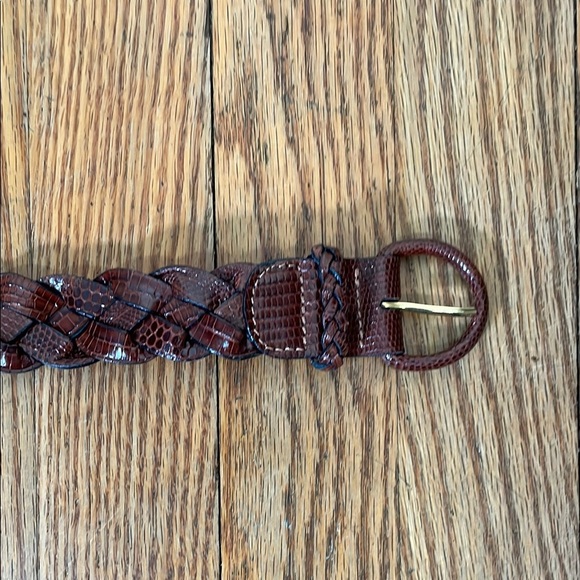 Made in Argentina Genuine Lizard Leather Braided belt Brown Women’s y2k - Picture 2 of 4